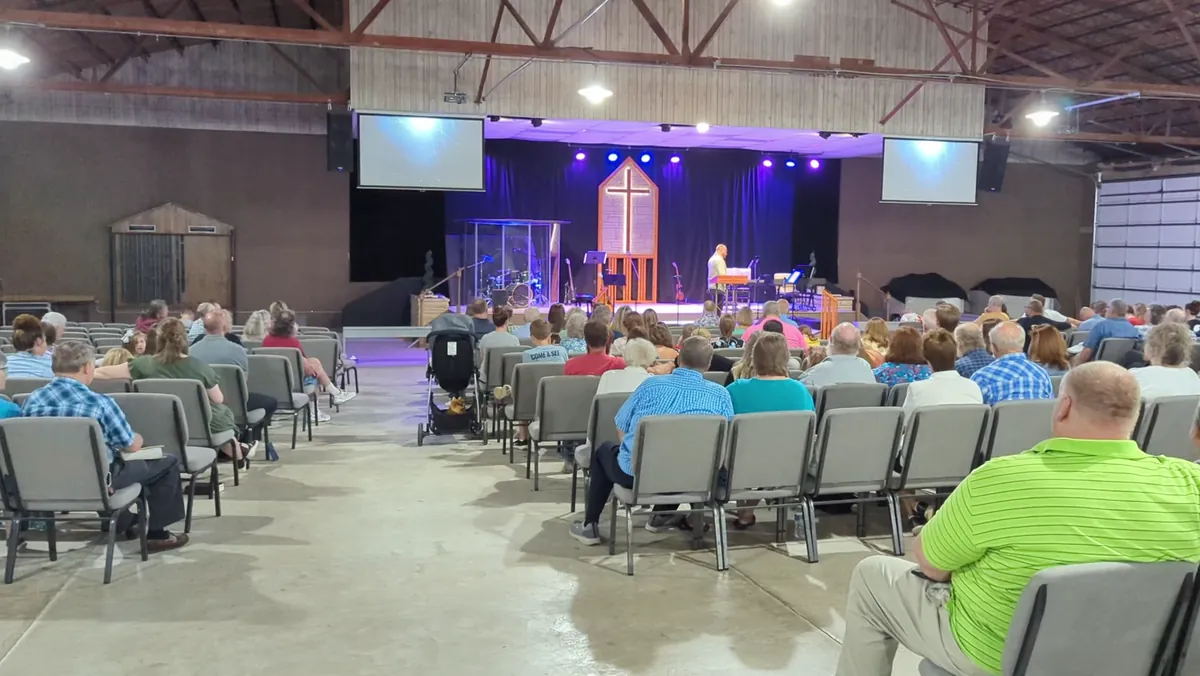 Evening service under the tabernacle roof